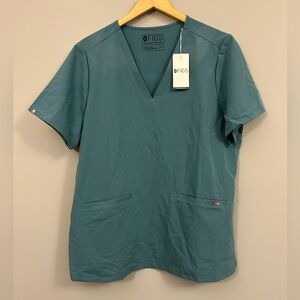 Figs Casma Three Pocket Teal Scrub Top NWT XL